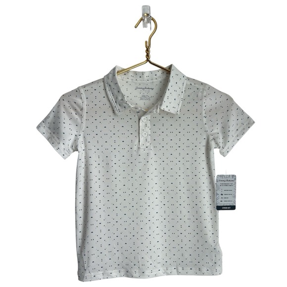 Tommy Bahama Other - Tommy Bahama Boys Polo Shirt M 7 White Geometric Performance Golf Short Sleeve